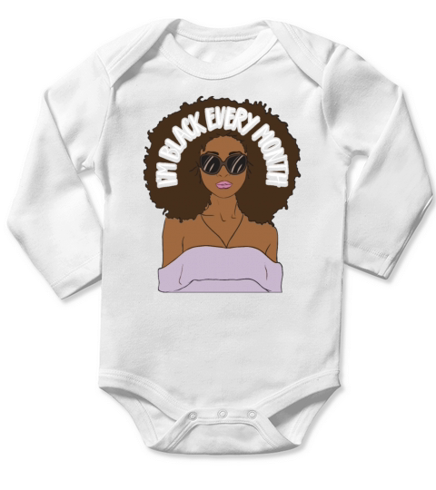 Im Black every Month African American Woman Long Sleeve Baby One-Piece