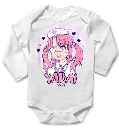 Japanese Anime Girl Punk Nurse Shirt - Pastel Menhera Long Sleeve Baby One-Piece