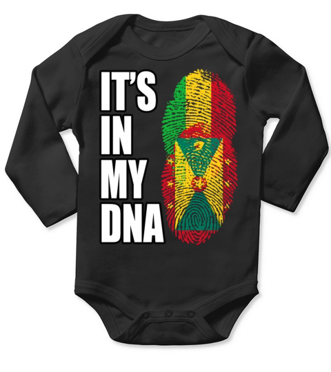 Malian And Grenadian Mix Heritage DNA Flag Long Sleeve Baby One-Piece