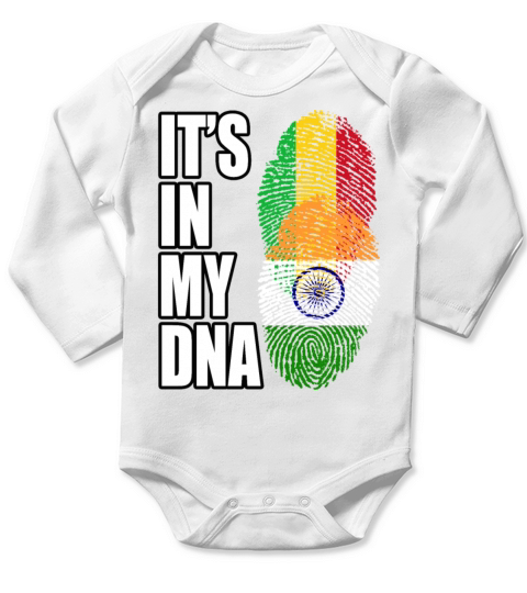 Malian And Indian Mix Heritage DNA Flag Long Sleeve Baby One-Piece