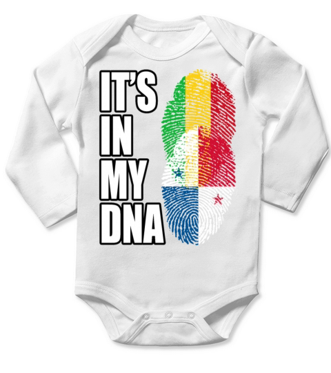 Malian And Panamanian Mix Heritage DNA Flag Long Sleeve Baby One-Piece