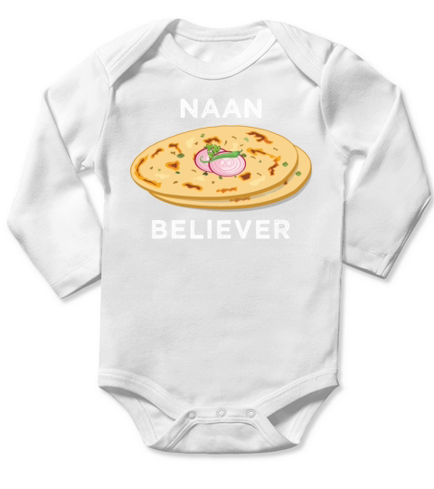 Naan believer Funny India Pakistan Food Lover Long Sleeve Baby One-Piece