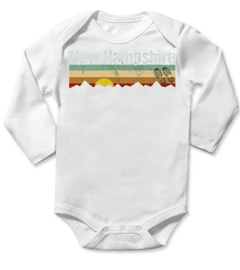 New Hampshire Vintage New Hampshire Hiking Long Sleeve Baby One-Piece