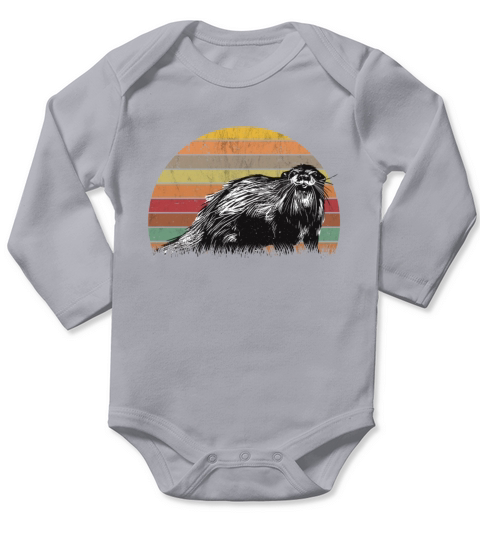 Otter Retro Vintage Sea Long Sleeve Baby One-Piece