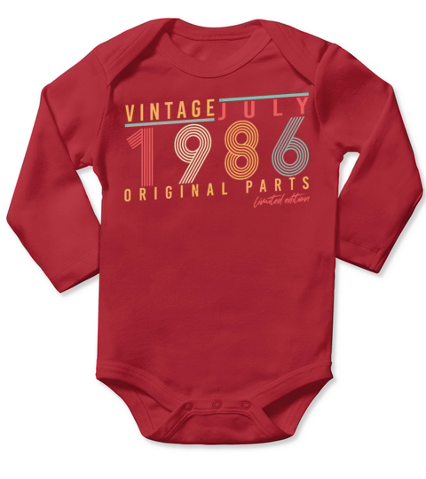 Retro 1986 July Long Sleeve Baby One-Piece