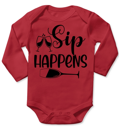Sip Happens Long Sleeve Baby One-Piece