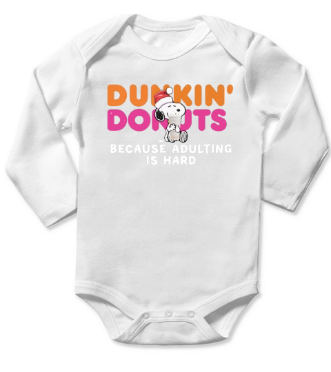 Snoopy Dunkin Donuts coffee because adulting is hard shirt Long Sleeve Baby One-Piece