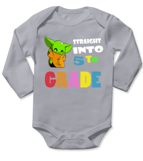 Straight Into 5th Grade Happy Baby Yoda Long Sleeve Baby One-Piece