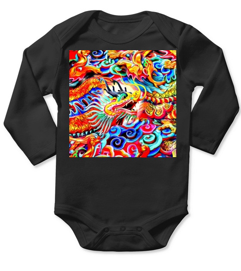 The asian dragons in color Long Sleeve Baby One-Piece