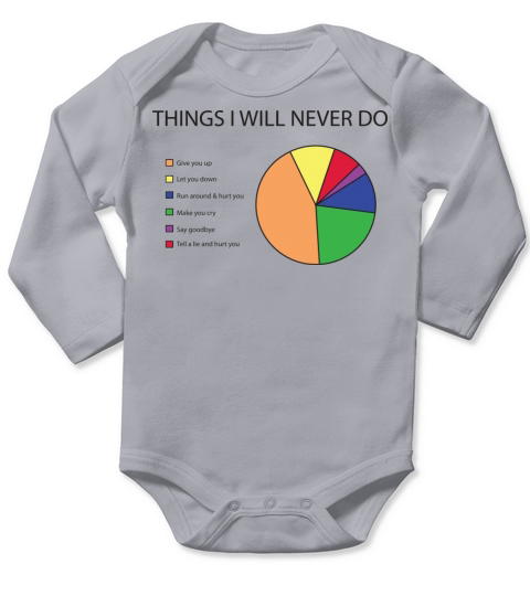 Things I will never do pie chart Long Sleeve Baby One-Piece