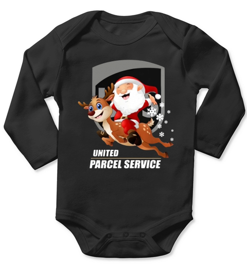 Merry Christmas United Parcel Service Santa Claus riding Reindeer Christmas shirt Long Sleeve Baby One-Piece