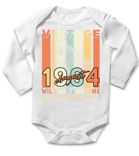 Vintage 1964 August Long Sleeve Baby One-Piece