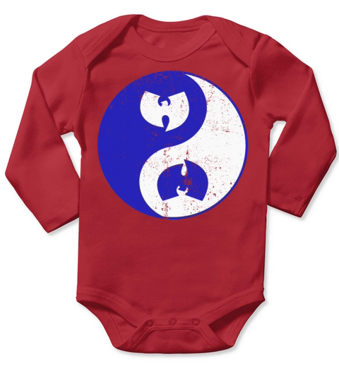 yin and yang wutang white and blue Long Sleeve Baby One-Piece