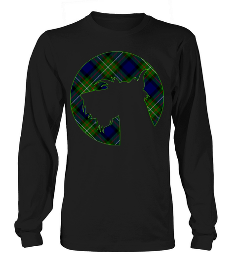 Clan Ferguson Tartan Scottie Dog Silhouette Long sleeved Unisex