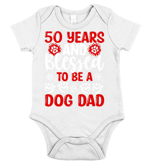50 Birthday Blessed Dog Dad 50 Year Old Dog Father Short Sleeve Baby One-Piece