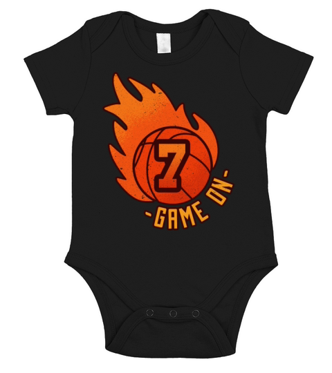 Athlete Ball Fire Game Sport Number 7 Basketball Short Sleeve Baby One-Piece