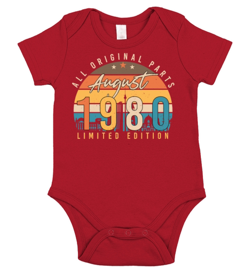 August 1980 Birthday Greeting Short Sleeve Baby One-Piece