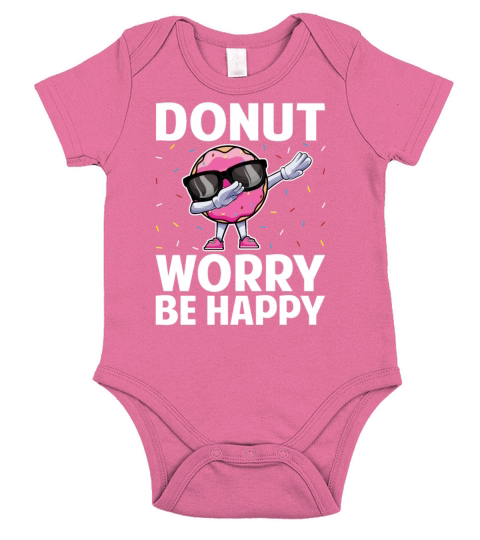 Dabbing Donut Worry Be Happy Doughnut Donut Lover Short Sleeve Baby One-Piece