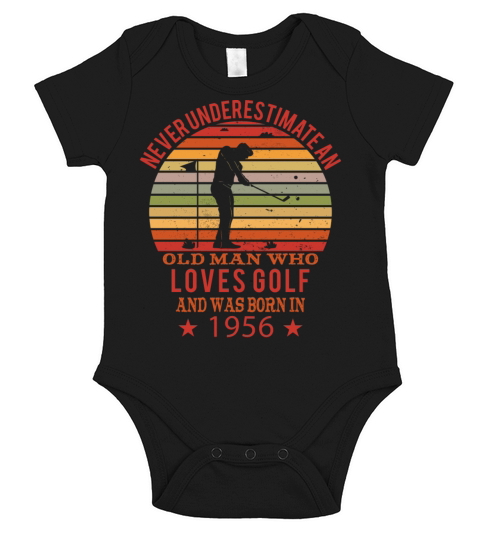 Golfing Golfplayers Vintage 1956 Birthday Short Sleeve Baby One-Piece