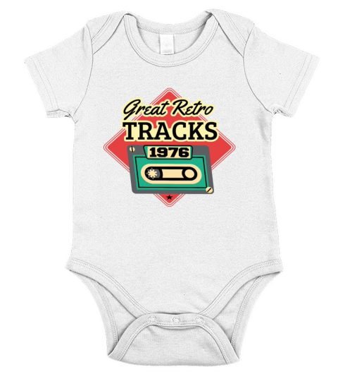 Great Retro Tracks 1976 Cassette Vintage Birthday Short Sleeve Baby One-Piece