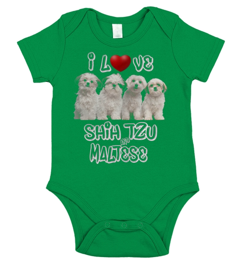 I Love Shih Tzu And Maltese T-Shirt Short Sleeve Baby One-Piece