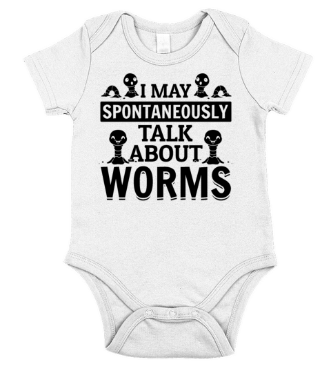 I May Spontaneously Talk About Worms Cute Worm Short Sleeve Baby One-Piece