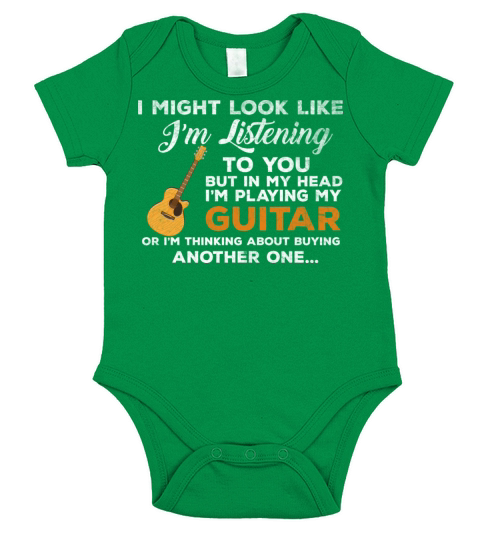 I Might Look Like Im Listening to You Music Guitar Short Sleeve Baby One-Piece