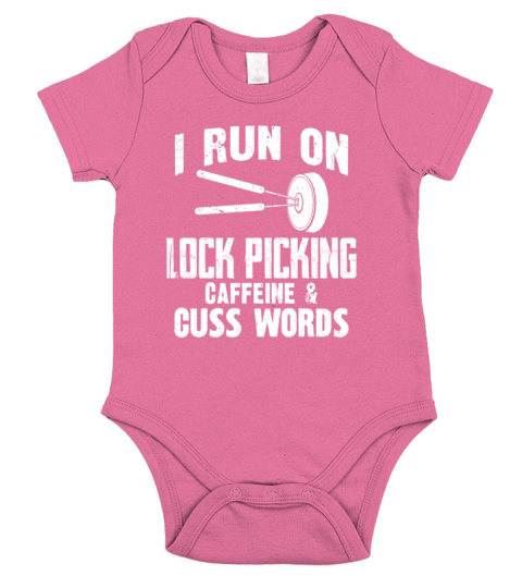 I Run On Lock Picking Caffeine And Guss Words Short Sleeve Baby One-Piece