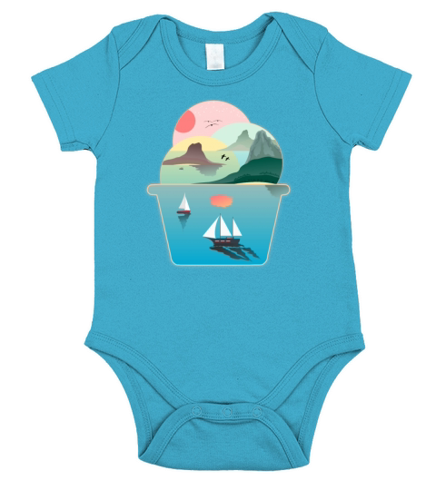 Ice Cream Summer Ocean Wanderlust Sailing Sunset Short Sleeve Baby One-Piece