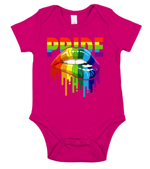 LGBT Rainbow Lips Gay Lesbian Trans Bi Pan Pride Short Sleeve Baby One-Piece