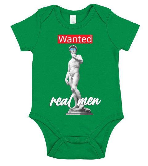 Michelangelo David Wanted Real Men Funny Sculpture Short Sleeve Baby One-Piece