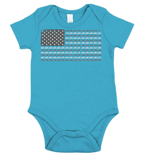 Motorbike USA Flag 4th of July Vintage Motorcycles Short Sleeve Baby One-Piece