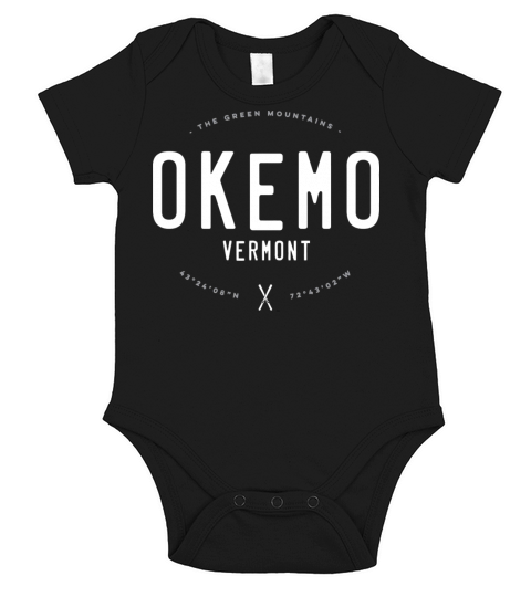 Okemo Mountain Vermont Graphic Distressed Vintage Short Sleeve Baby One-Piece