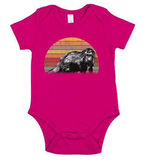 Otter Retro Vintage Sea Short Sleeve Baby One-Piece