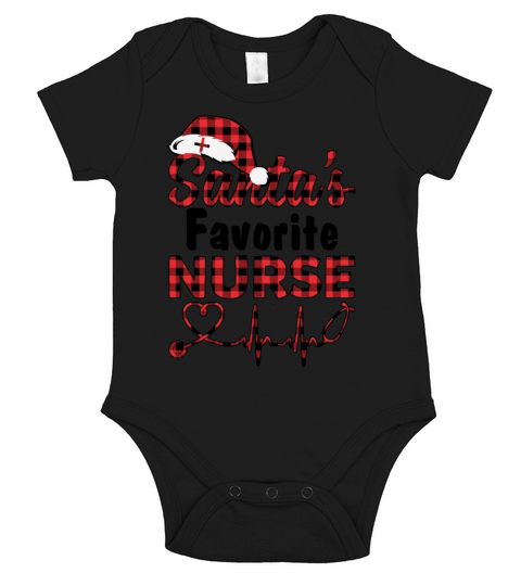 Santas Favorite Nurse Funny Christmas Stethoscope Short Sleeve Baby One-Piece