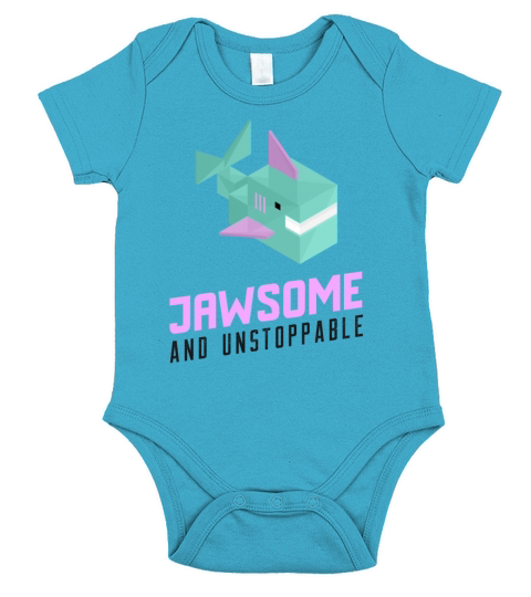 Shark Sayings Girls Jawsome And Unstoppable Short Sleeve Baby One-Piece