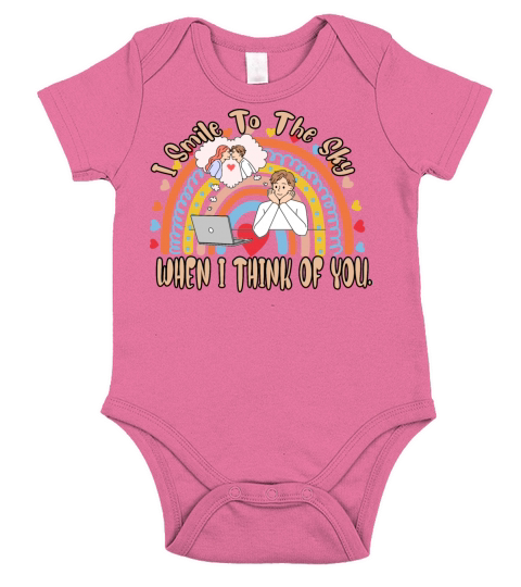 Smile To The Sky When Think Of You Funny Text Short Sleeve Baby One-Piece