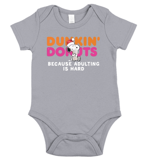 Snoopy Dunkin Donuts coffee because adulting is hard shirt Short Sleeve Baby One-Piece