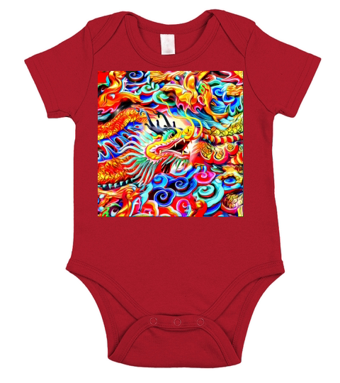 The asian dragons in color Short Sleeve Baby One-Piece