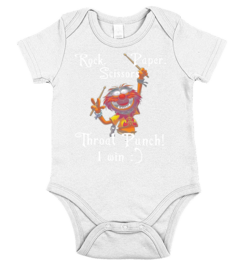 The Muppets Rock Paper Scissors throat punch I win shirt Short Sleeve Baby One-Piece