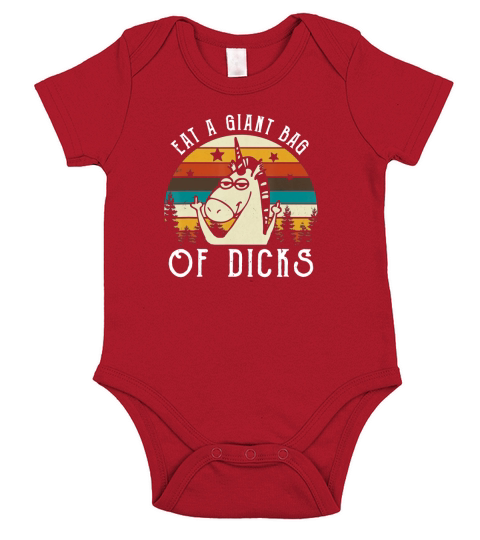 Unicorn Middle Finger Eat A Giant Bag Of Dicks Short Sleeve Baby One-Piece