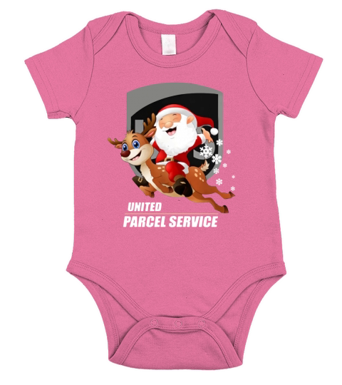 Merry Christmas United Parcel Service Santa Claus riding Reindeer Christmas shirt Short Sleeve Baby One-Piece