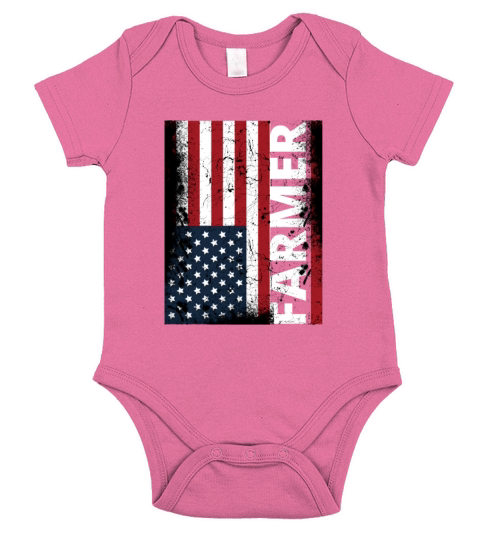 USA Flag Farmer American Farmers Vintage Patriotic Short Sleeve Baby One-Piece