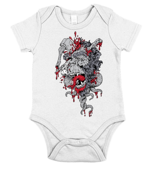 zombie ape with axe on head Short Sleeve Baby One-Piece