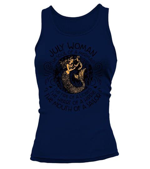 Mermaid with harp July woman the soul of mermaid the fire of a lioness Tank top Woman
