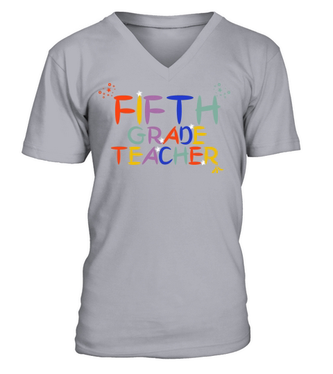 Back To School Fifth Grade Teacher Colorful retro V-Neck T-shirt