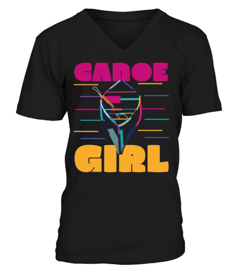 Canoe Canoeing Girl Retro 80S 90S V-Neck T-shirt