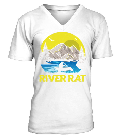 Canoe Canoeing Vintage Retro River V-Neck T-shirt