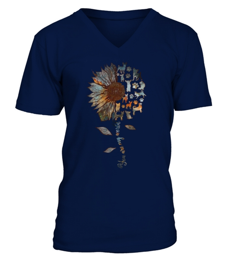 Chihuahua Sunflower You Are My World Dog Lovers V-Neck T-shirt