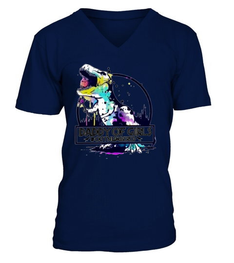 Dinosaur daddy of girls #outnumbered shirtn V-Neck T-shirt